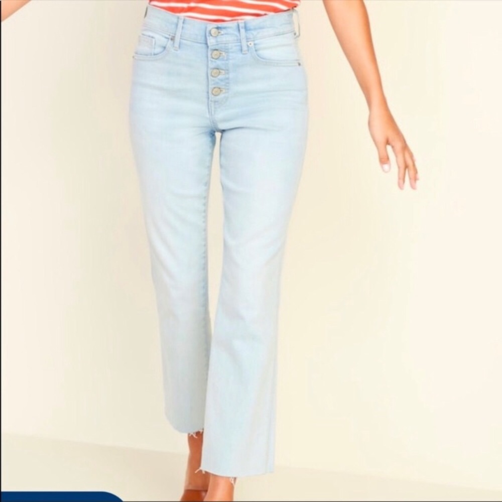 OLD NAVY High Rise Flare Ankle Button Fly 8